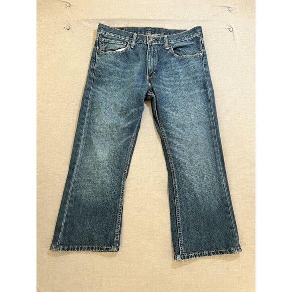 Levis 527 Bootcut Jeans Mens 34x25 Blue Denim Pocketed‎ Belted Zip Adult. - Picture 1 of 14